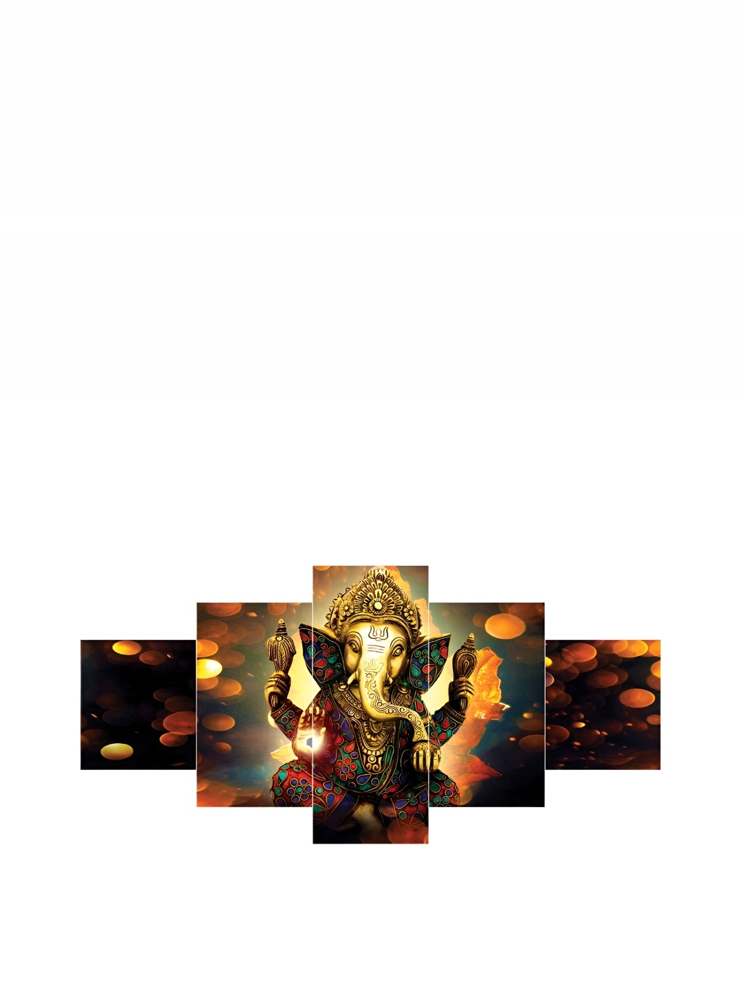

Heritage India Brown & Gold Toned 5 Pieces Religious Wooden Wall Paintings