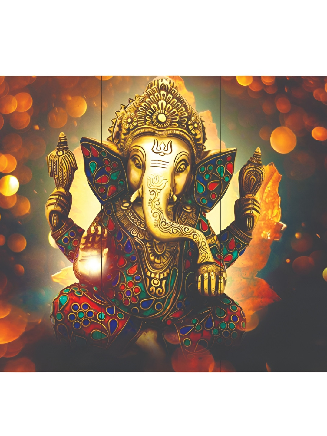 

Heritage India Brown & Gold Toned 3 Pieces Religious Wooden Wall Paintings