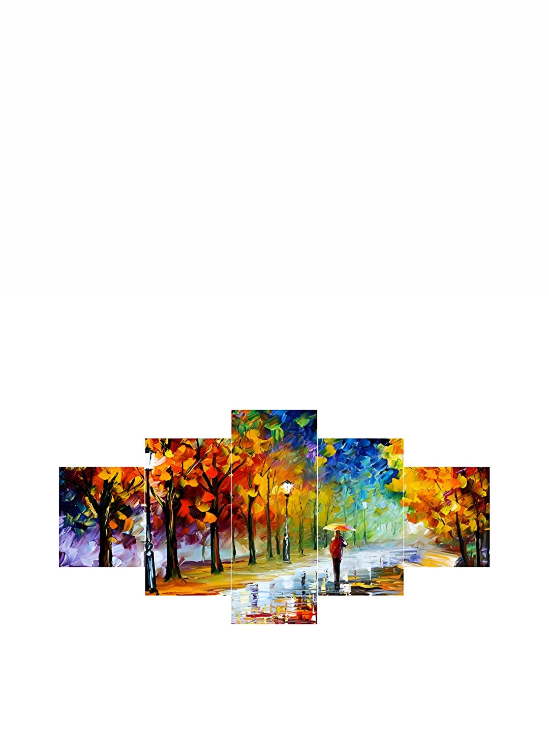 

Heritage India Orange & Blue 5 Pieces Wooden Painting Wall Art
