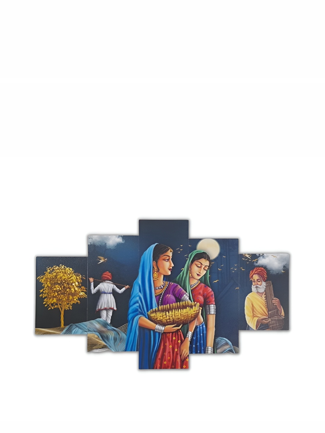 

Heritage India Blue & Red 5 Piece Wall Paintings