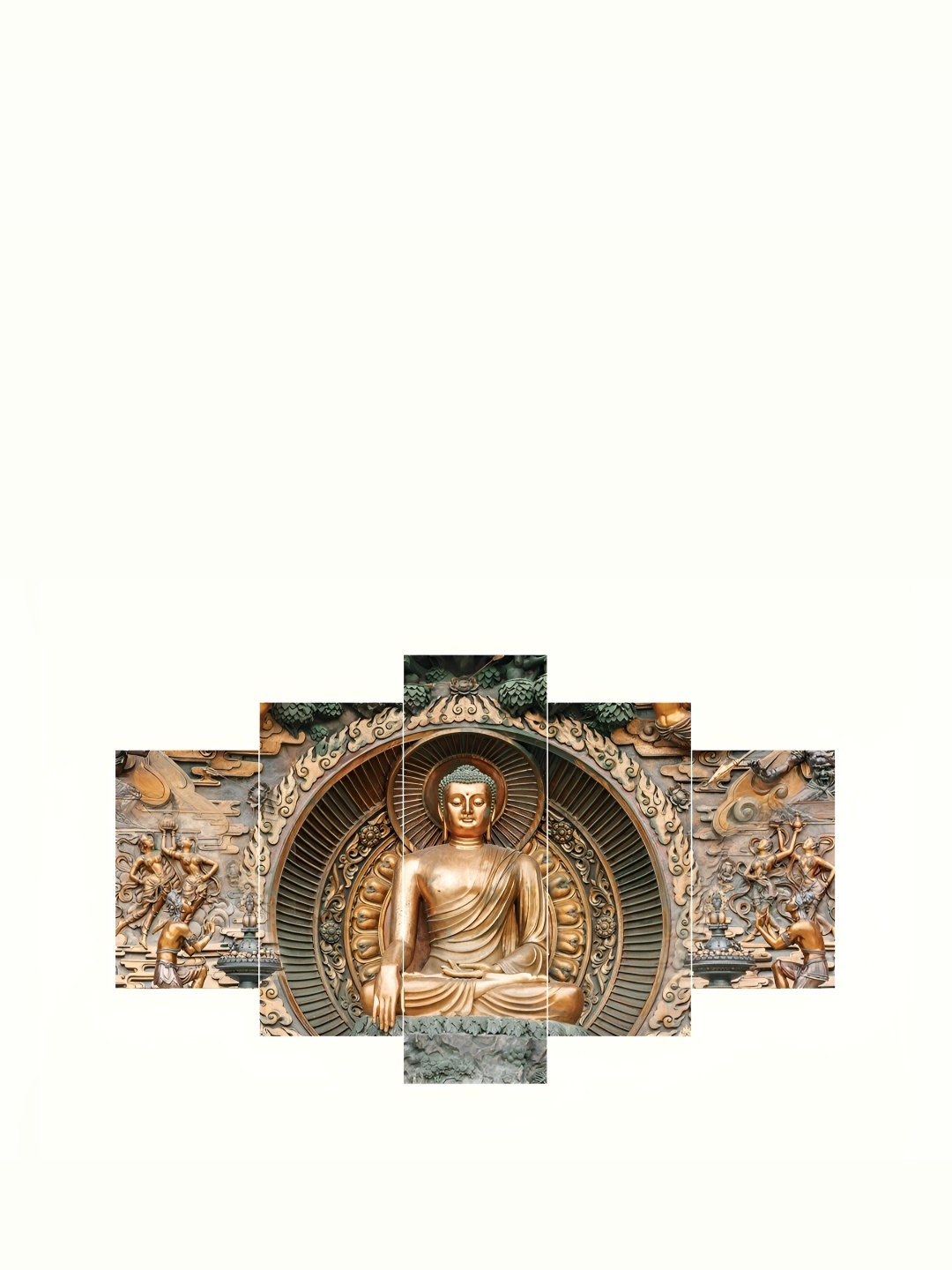 

Heritage India Gold-Toned 5 Piece Wooden Religious Wall Paintings