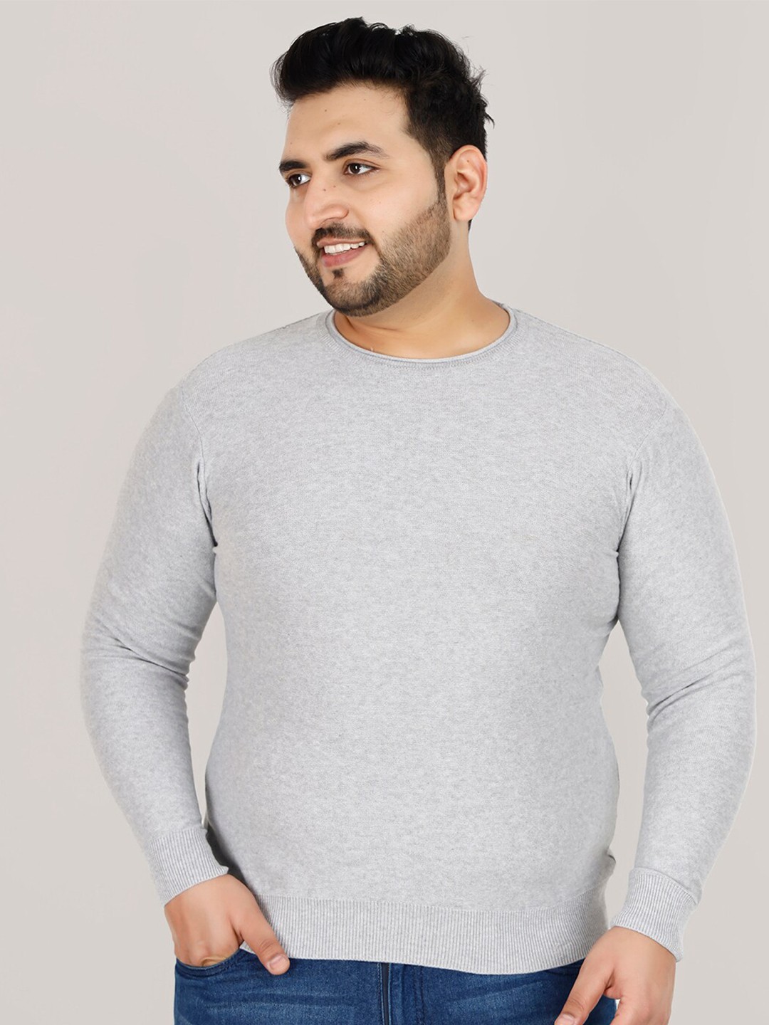 

Sztori Plus Size Long Sleeves Cotton Pullover, Grey
