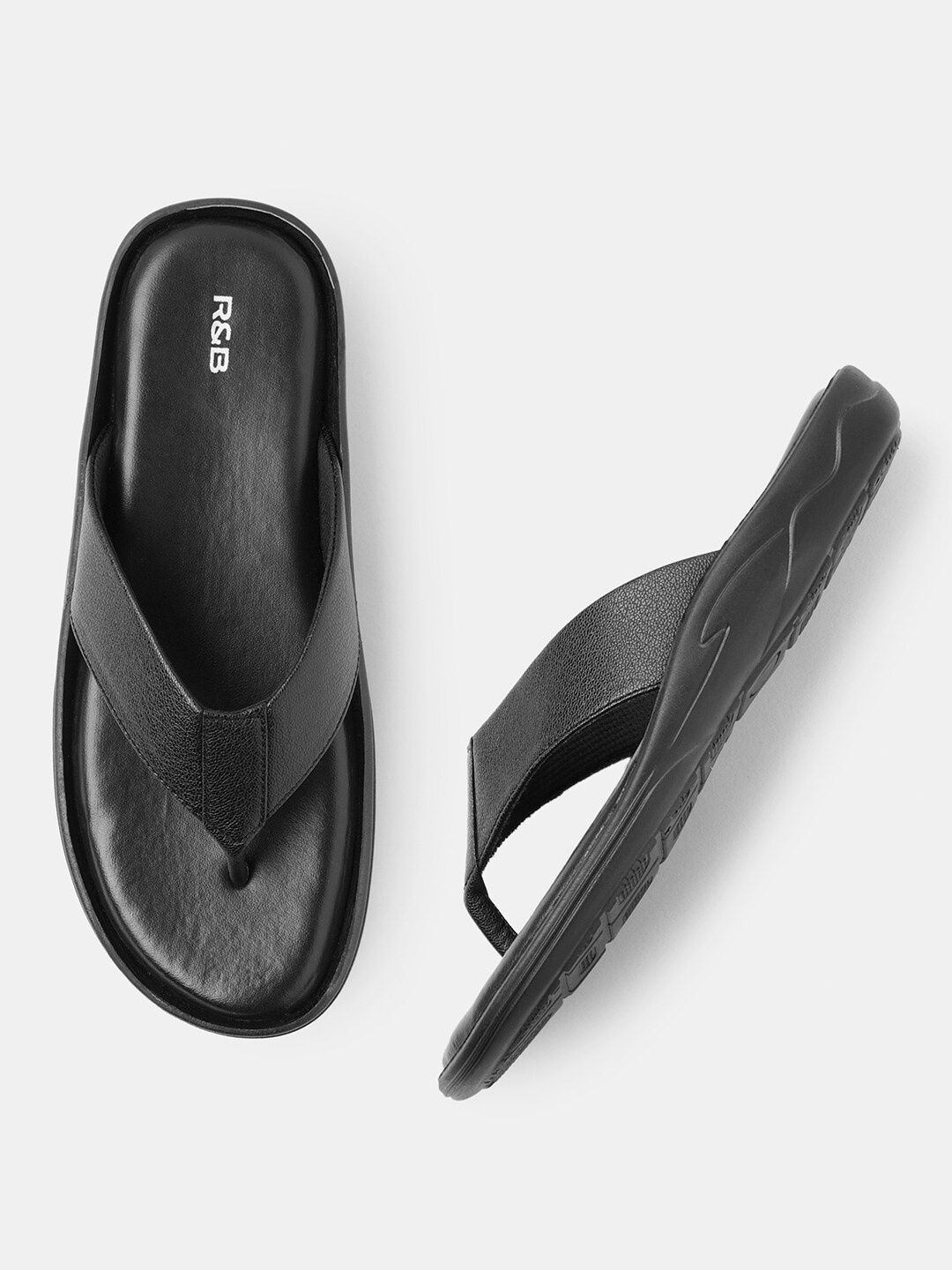 

R&B Men Textured Thong Flip-Flops, Black