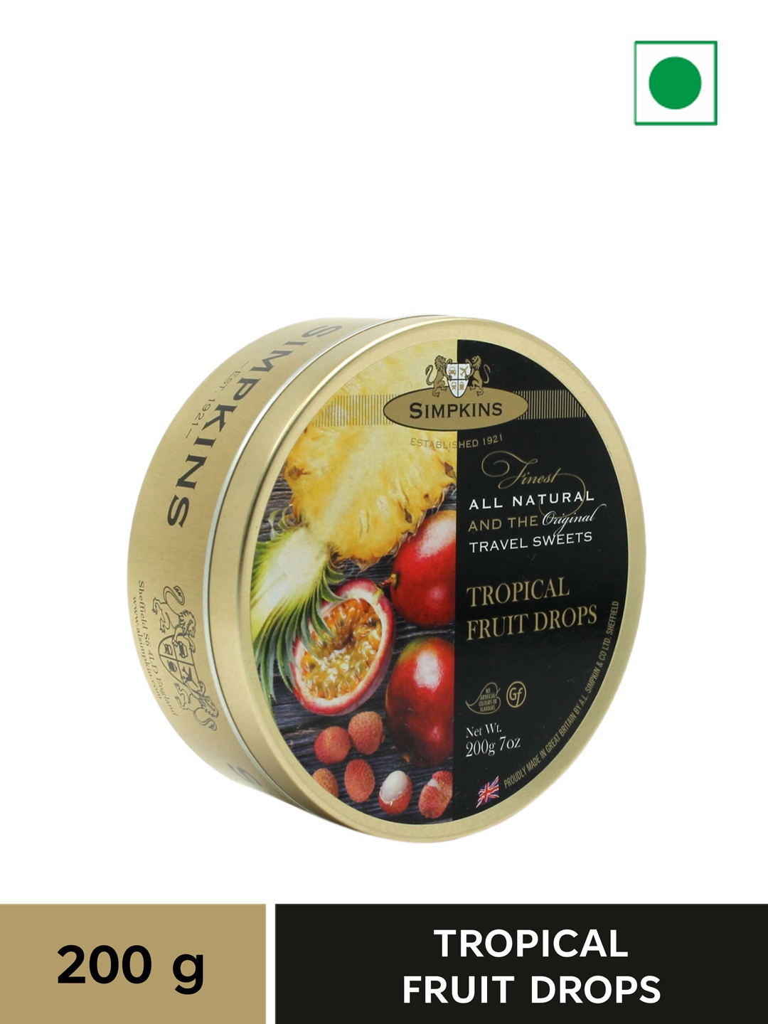 

Simpkins Tropical Fruit Drops Candies - 200 gms, Black