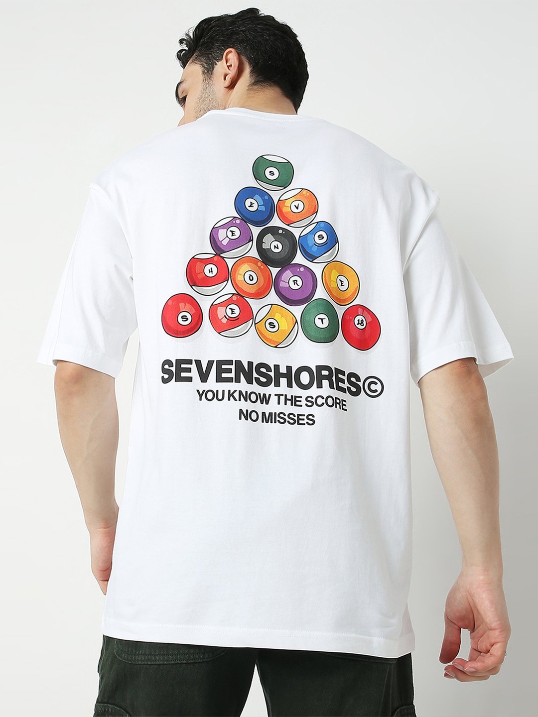 

7Shores Graphic Printed Oversized Cotton T-shirt, White