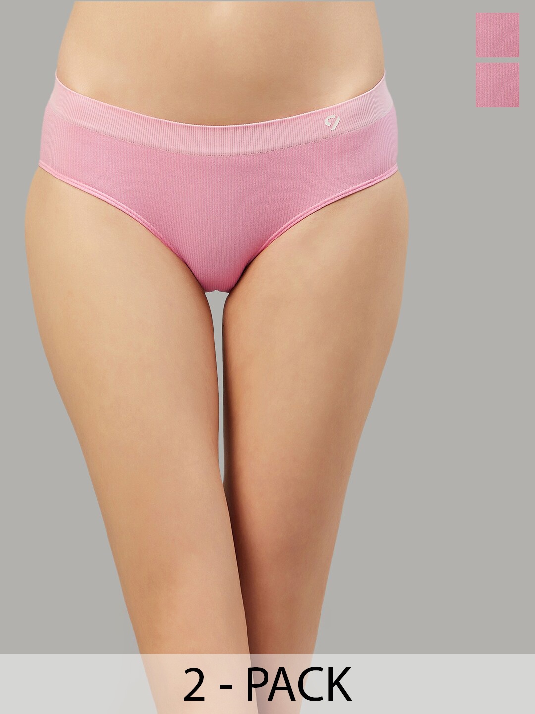 

C9 AIRWEAR Seamless Pack Of 2 Mid-Rise Anti Bacterial Basic Briefs, Pink