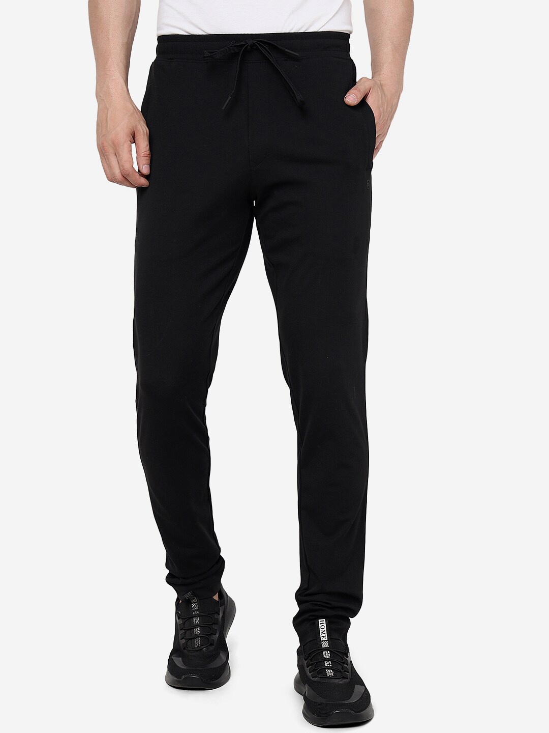 

JADE BLUE Men Slim Fit Pure Cotton Track Pants, Black