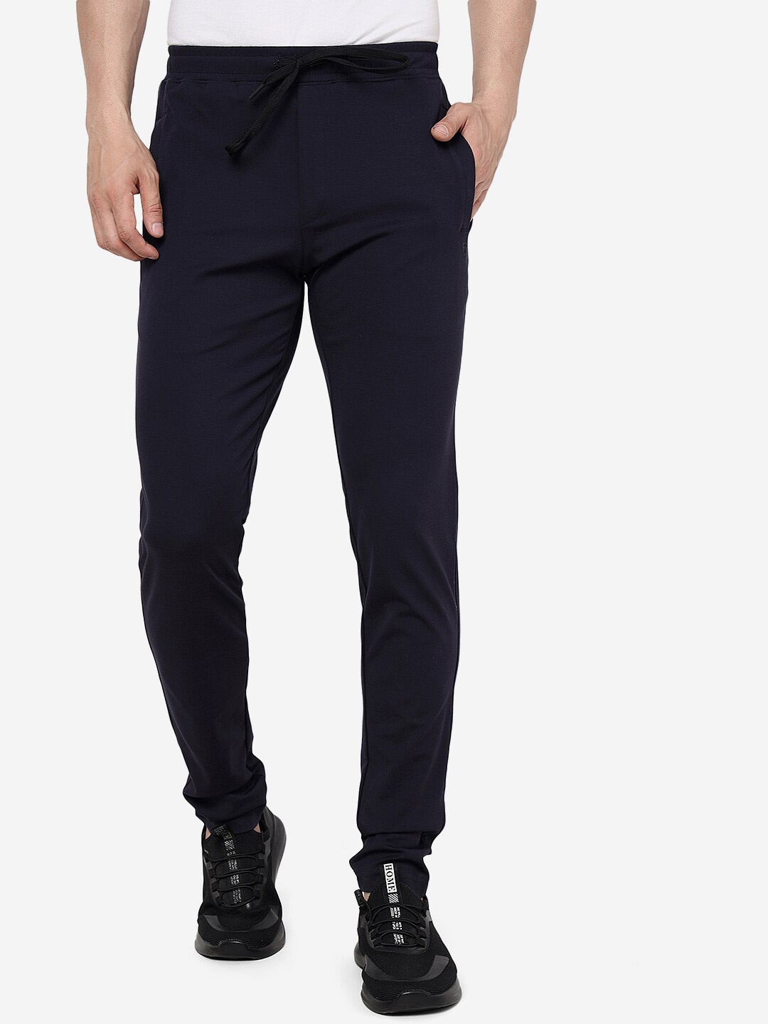

JADE BLUE Men Slim Fit Pure Cotton Track Pants, Navy blue