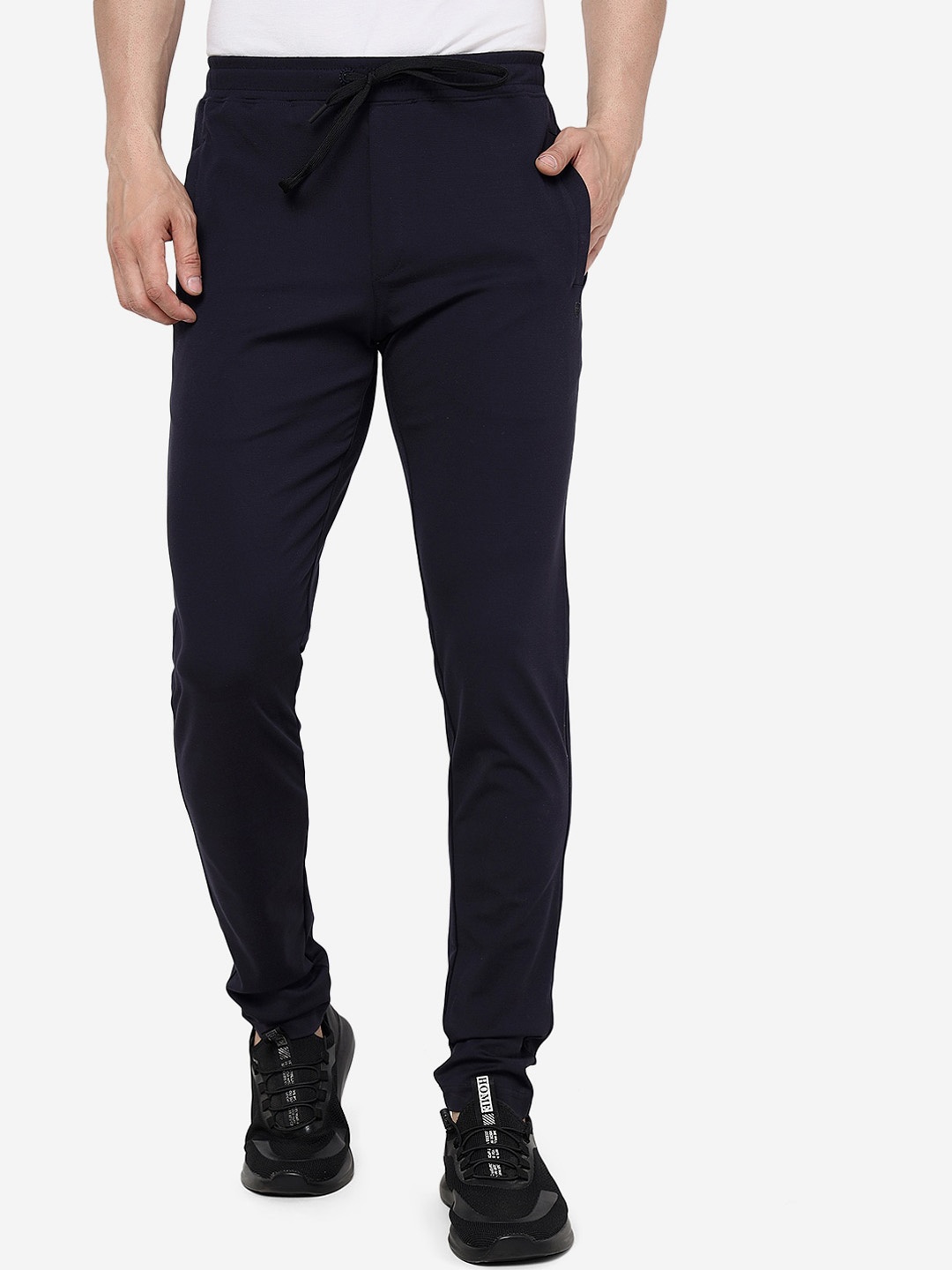 

JADE BLUE Men Slim Fit Pure Cotton Track Pants, Navy blue