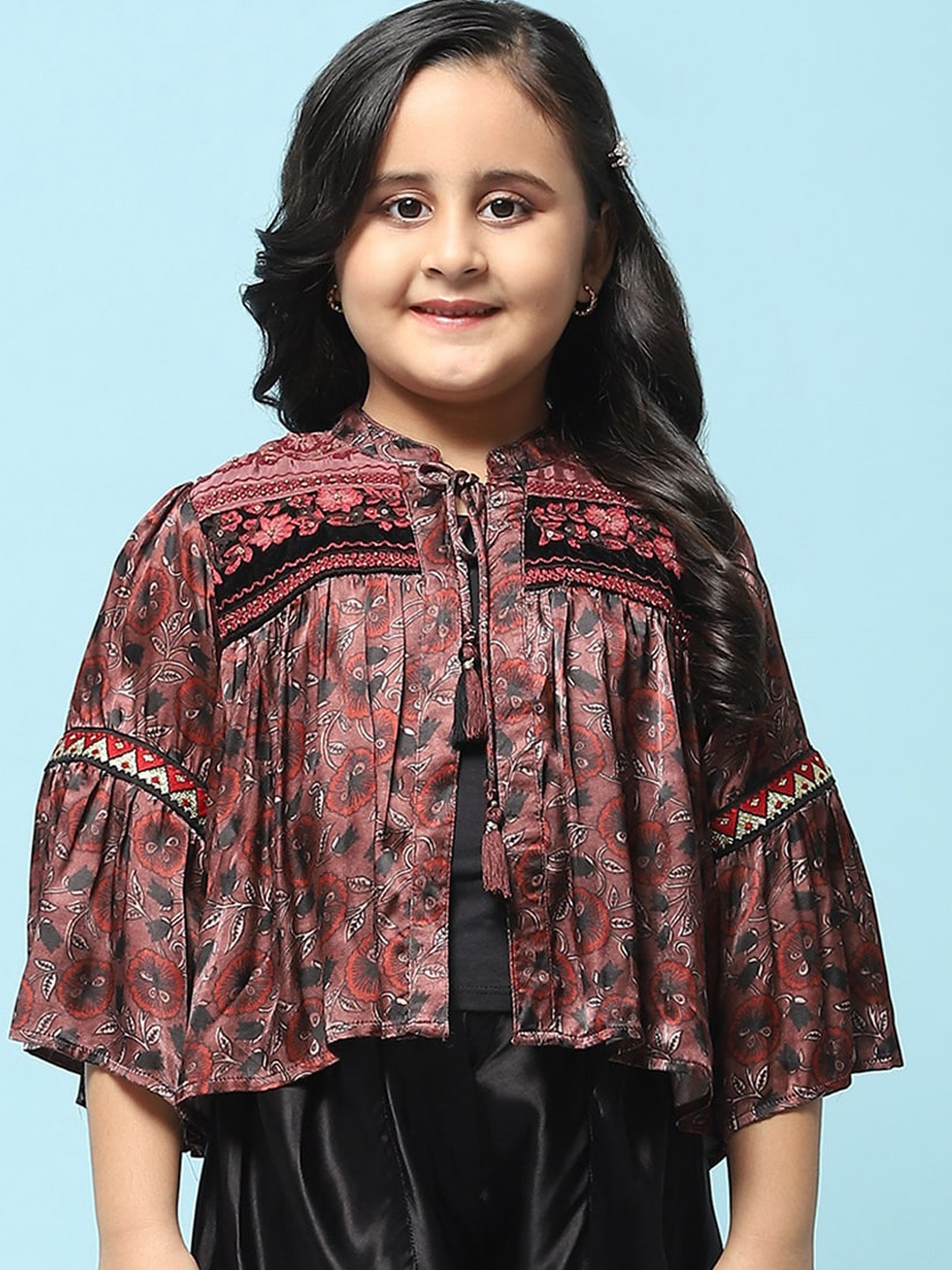 

Biba Girls Printed Tie Up Shrug, Brown