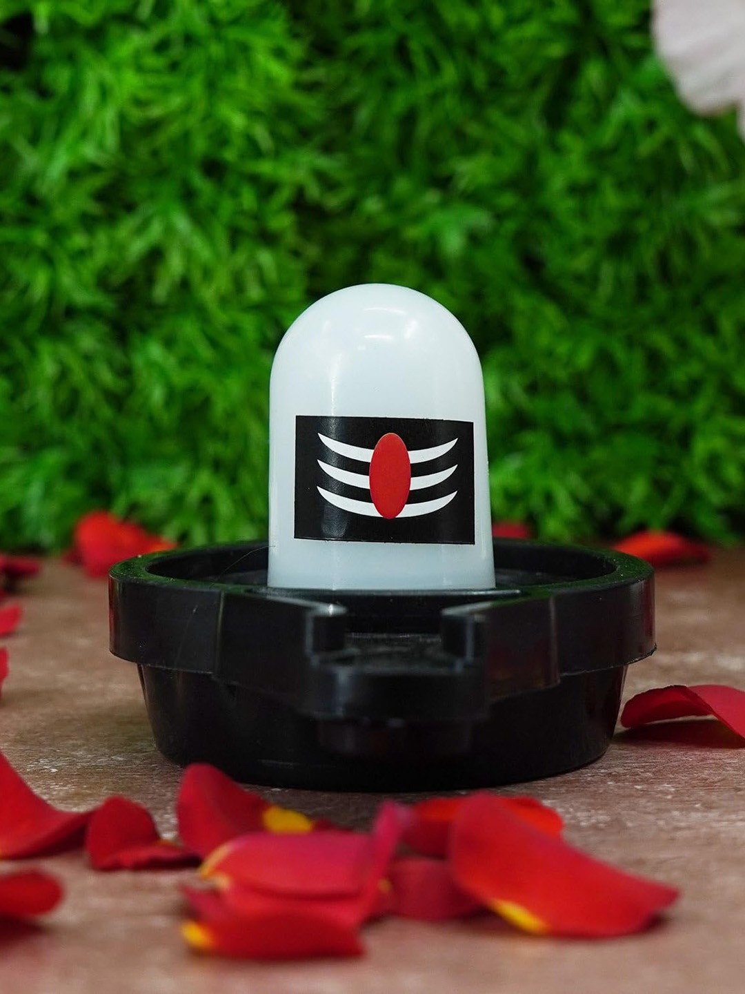 

PujaNPujari White & Black Water Sensor Shivling Tiny Idol Showpiece