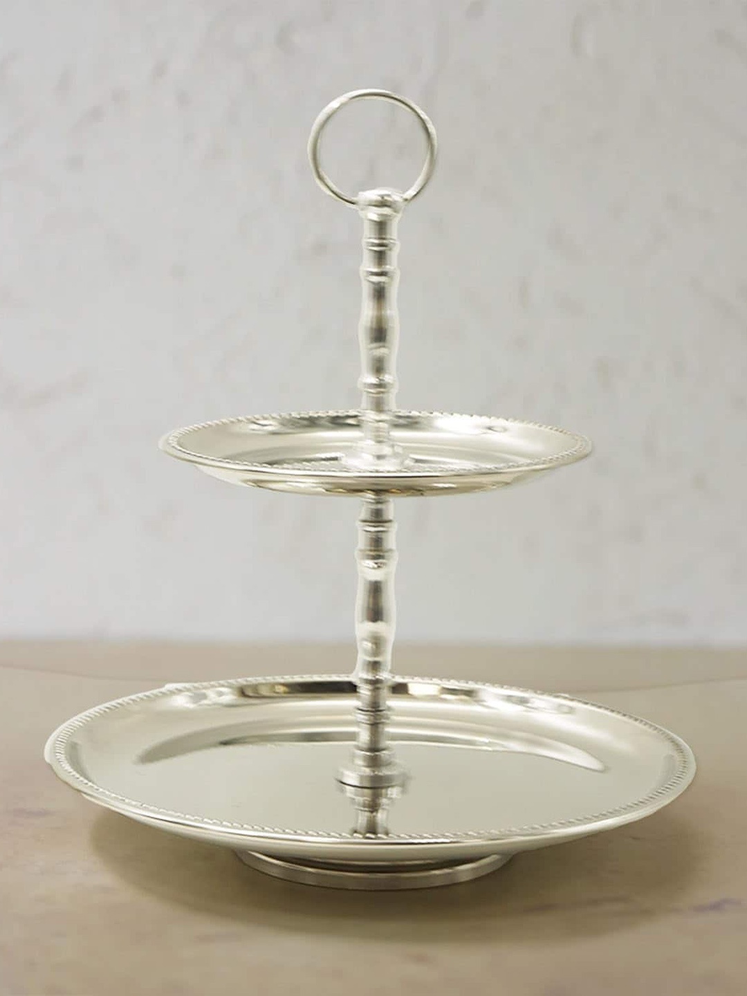 

PujaNPujari Silver Toned 2-Tier Easy to Clean Cake Stand
