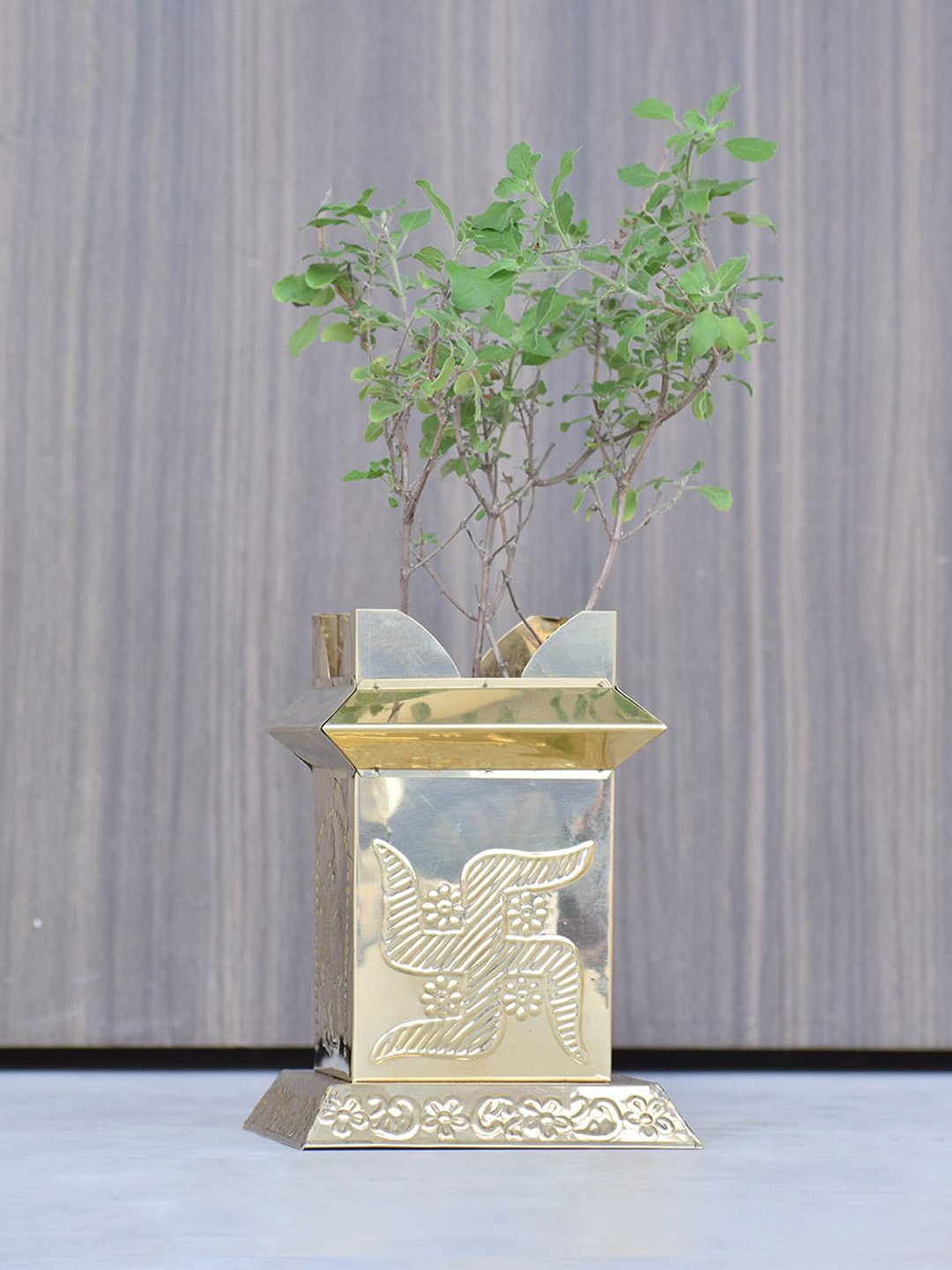 

PujaNPujari Gold Toned Brass Tulsi Mandapam