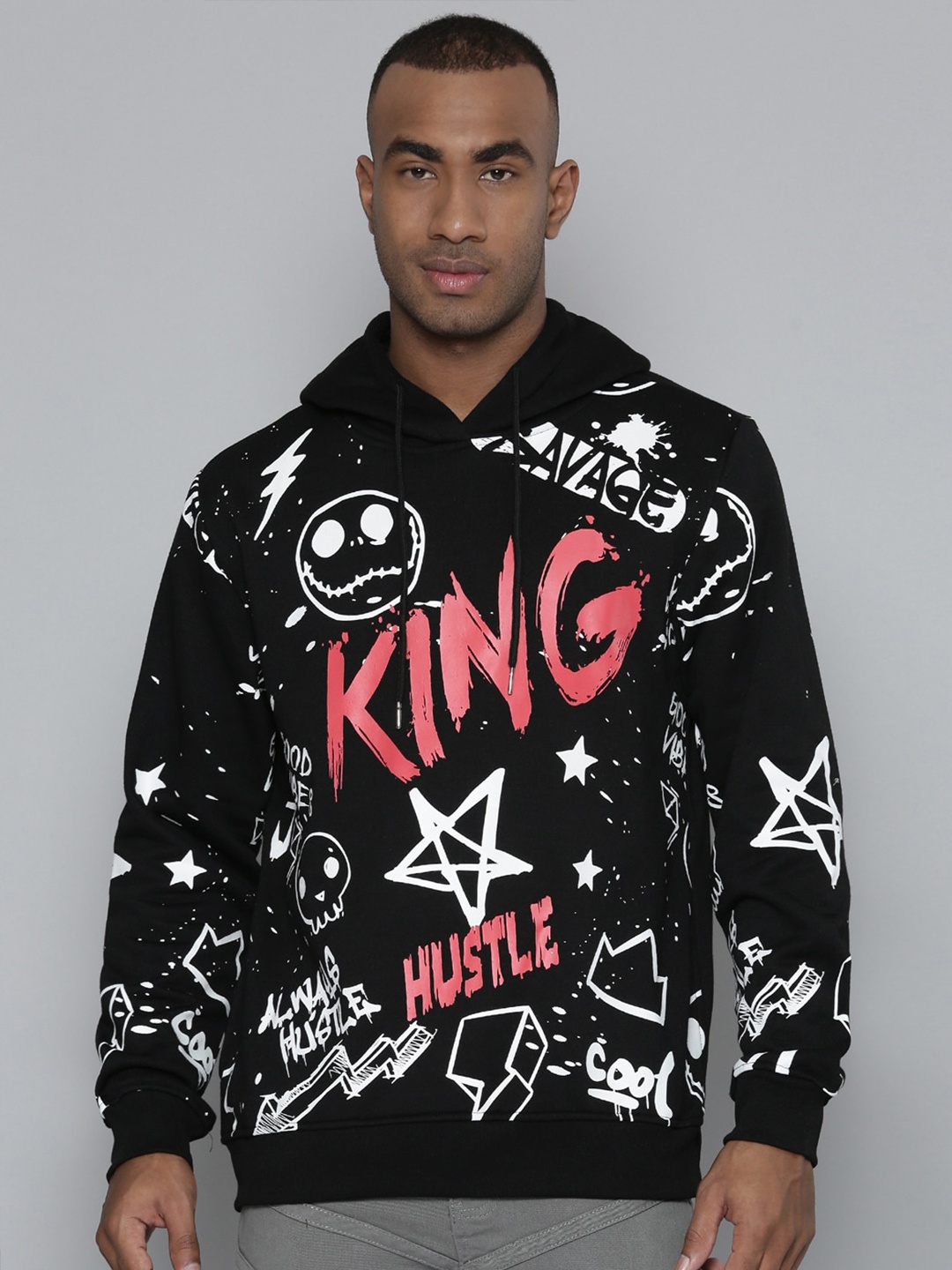 

WAIMEA Typography Printed Hooded Sweatshirt, Black