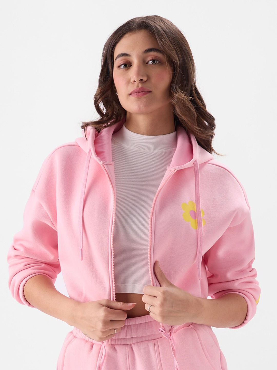 

The Souled Store Graphic Printed Hooded Cotton Sweatshirt, Pink