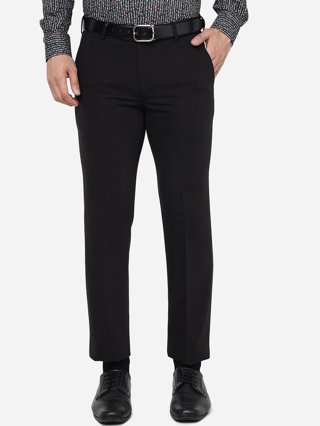 

JB STUDIO Men Slim Fit Formal Trousers, Black