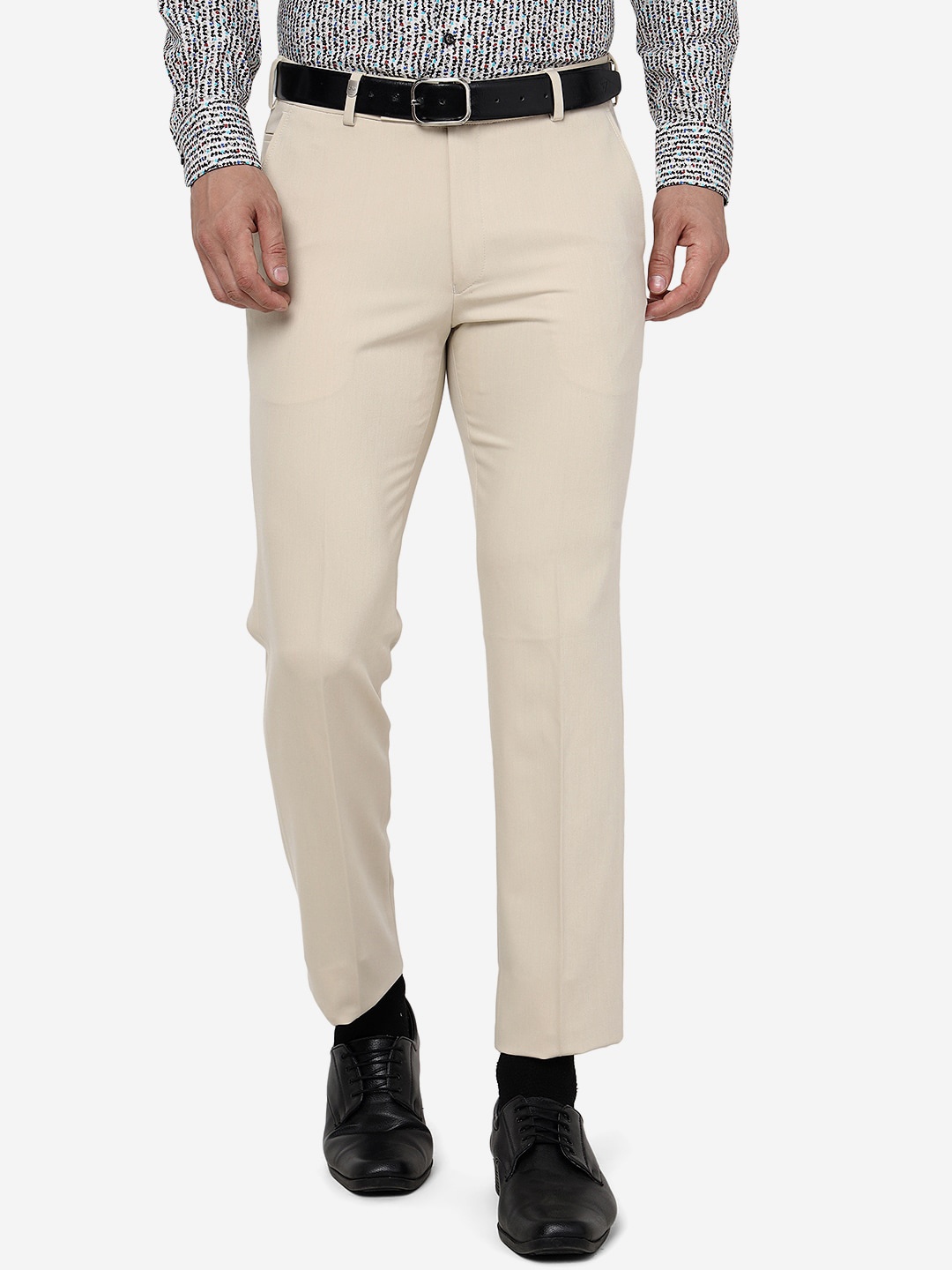 

JB STUDIO Men Slim Fit Formal Trousers, Beige