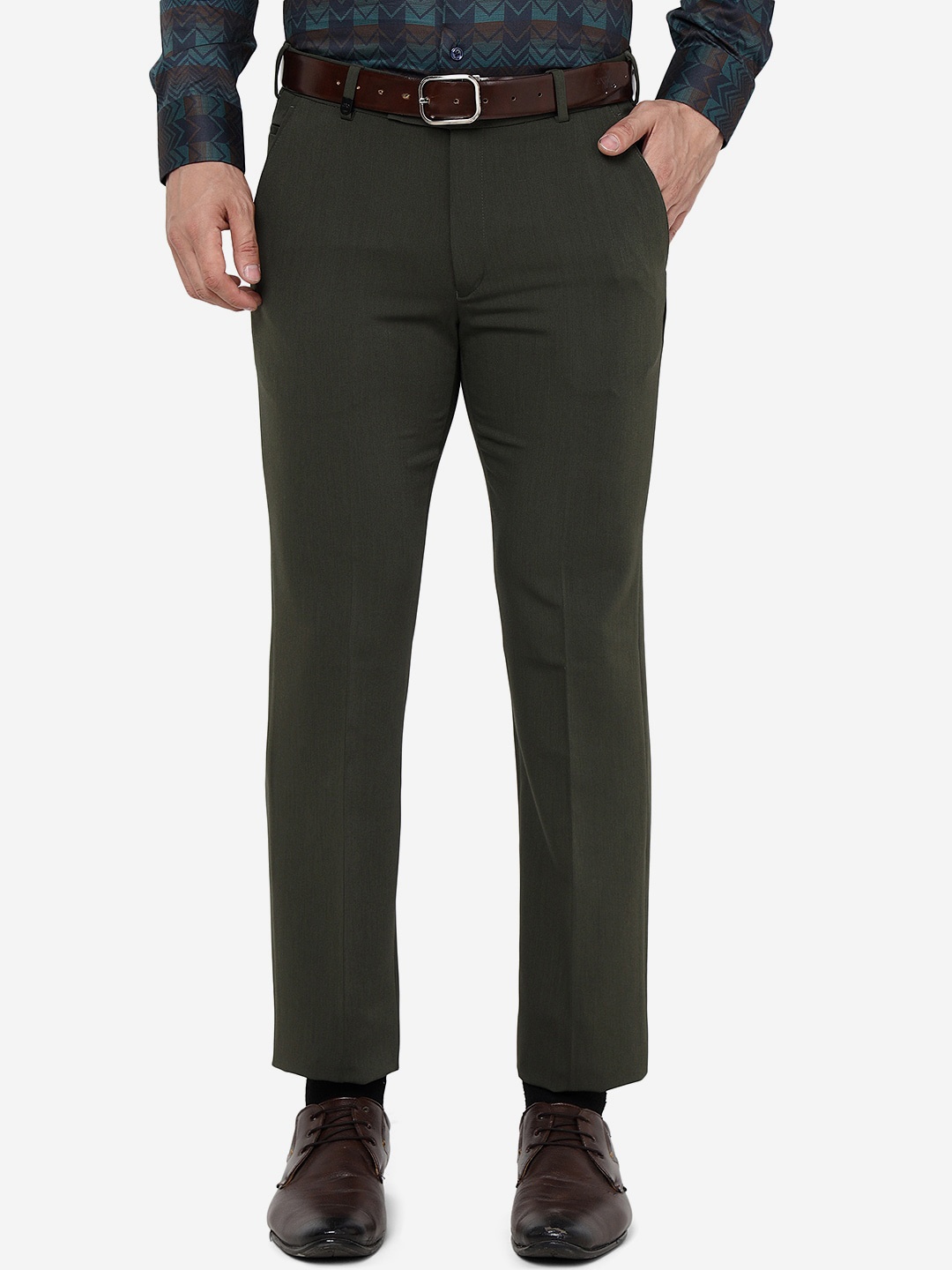 

JB STUDIO Slim Fit Terry Formal Trouser, Olive