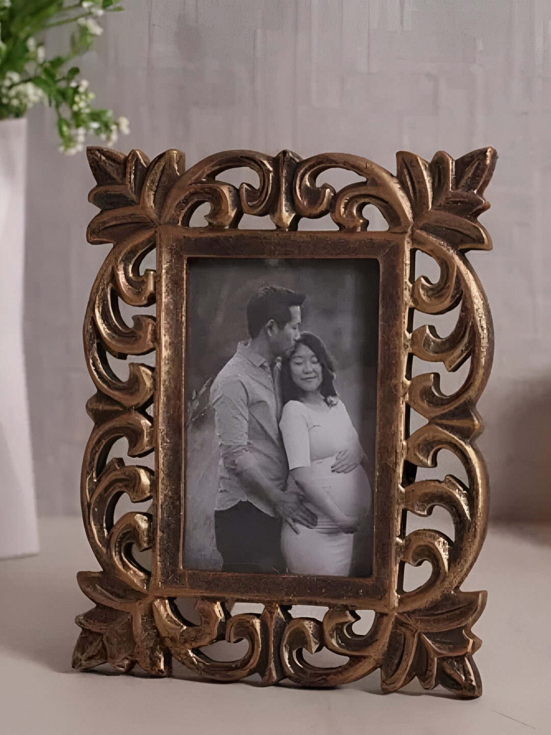 

Duadecor Gold-Toned Self Design MDF Wooden Wall Photo Frame