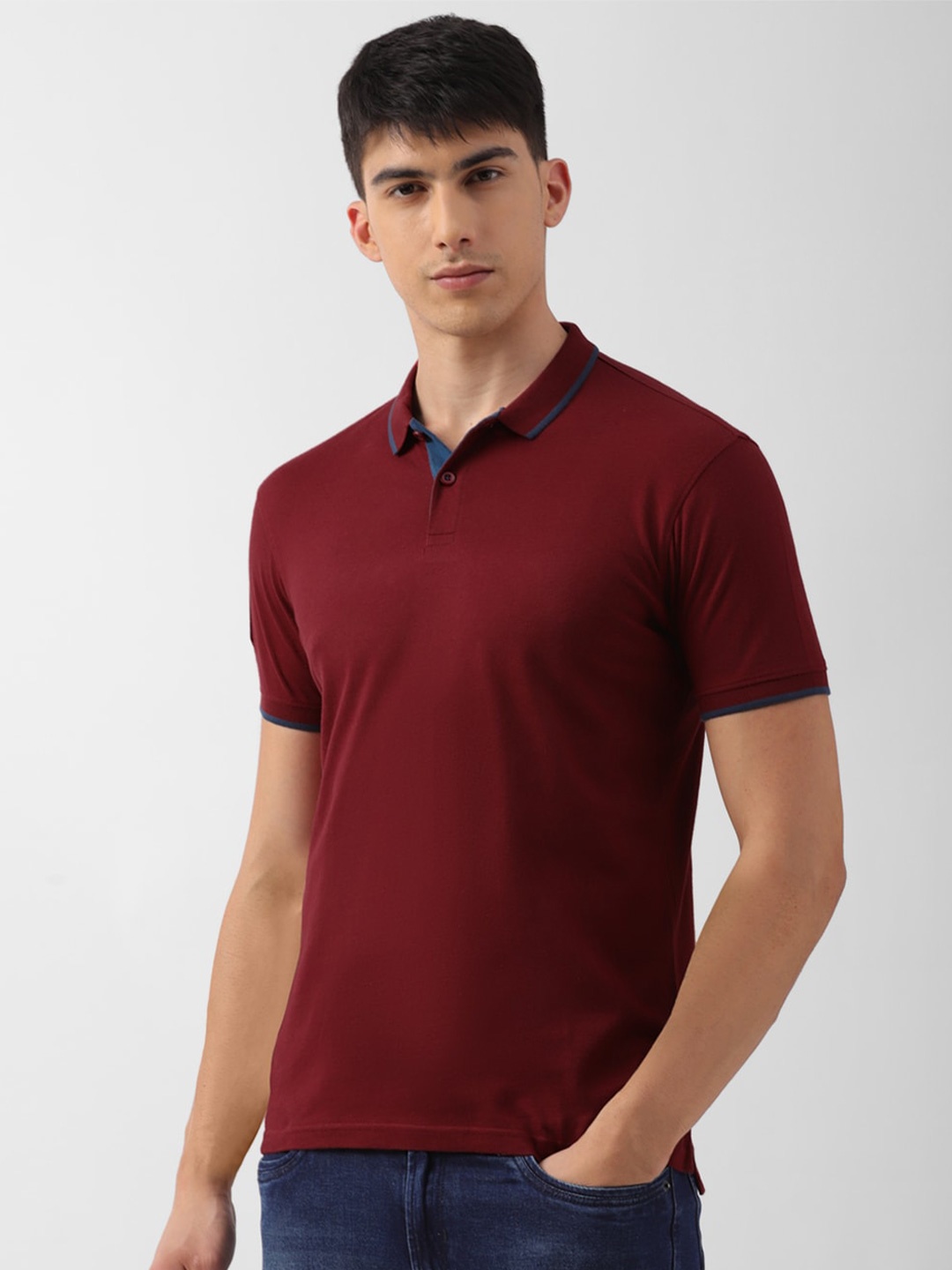 

Peter England Polo Collar Pure Cotton T-shirt, Maroon