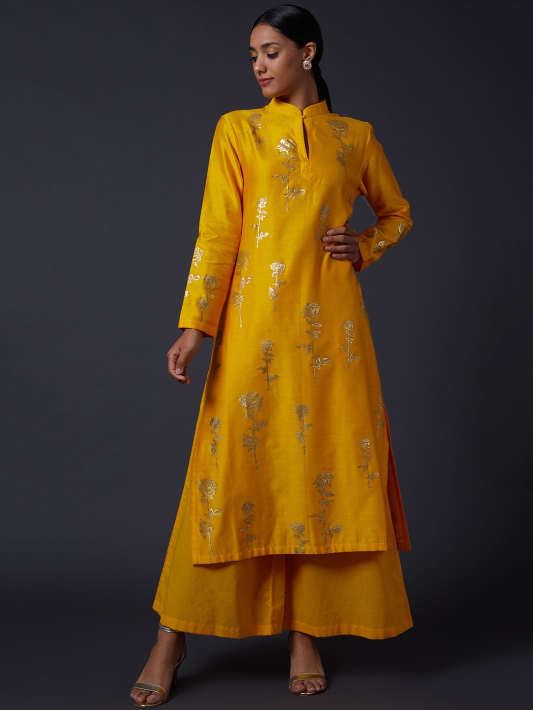 

Balance by Rohit Bal Women Floral Printed Floral Kurta, Yellow