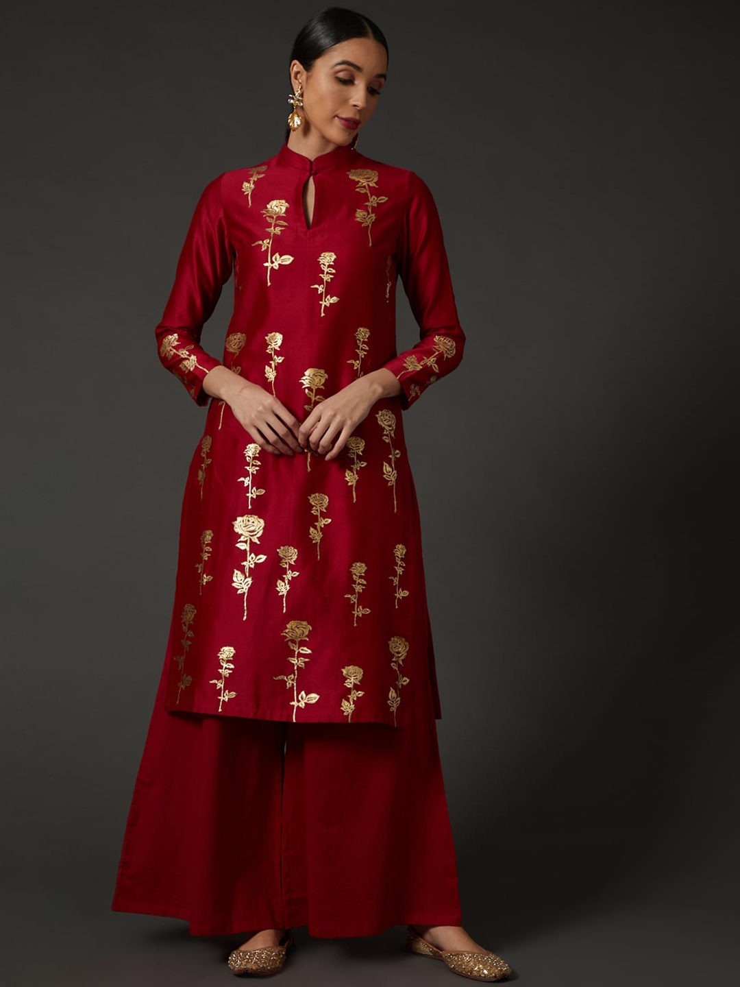 

Balance by Rohit Bal Women Floral Printed Floral Kurta, Red
