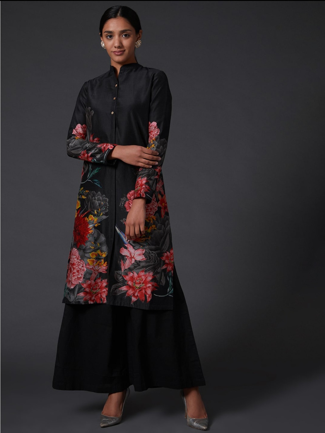 

Balance by Rohit Bal Women Floral Printed Floral Kurta, Black