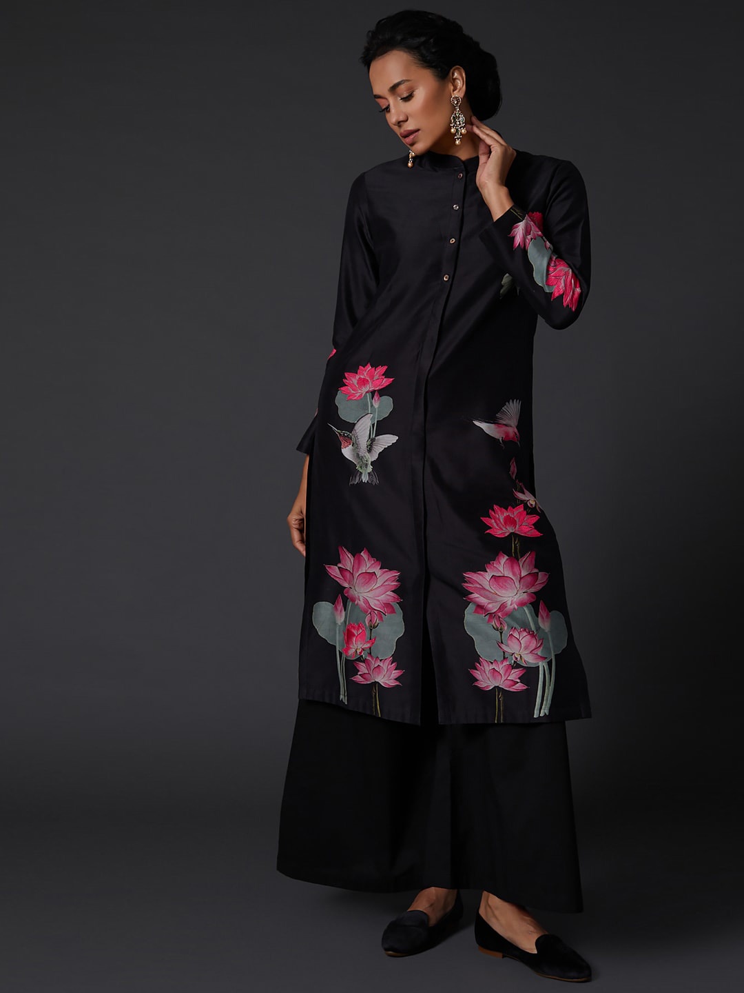 

Balance by Rohit Bal Women Floral Printed Floral Kurta, Black