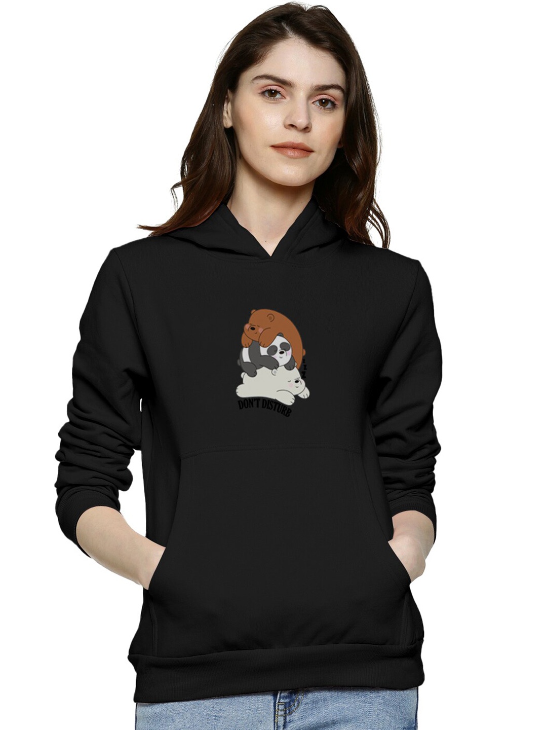 

BAESD Graphic Printed Hooded Neck Long Sleeve Cotton Pullover Sweatshirt, Black