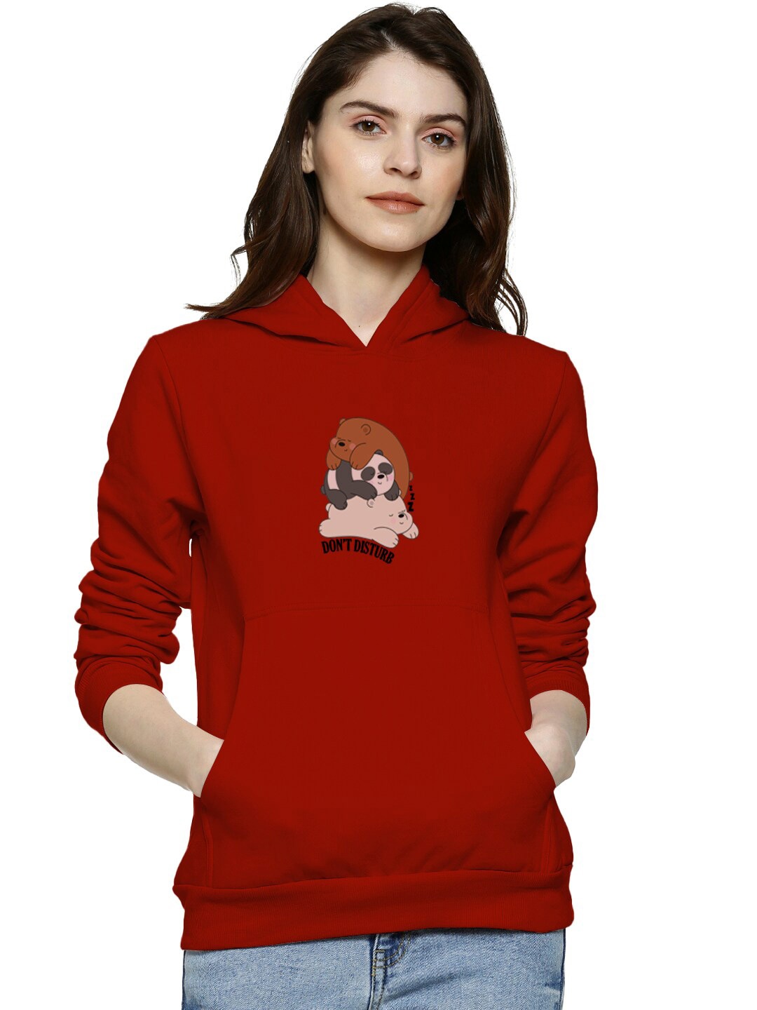 

BAESD Graphic Printed Hooded Cotton Pullover Sweatshirt, Red