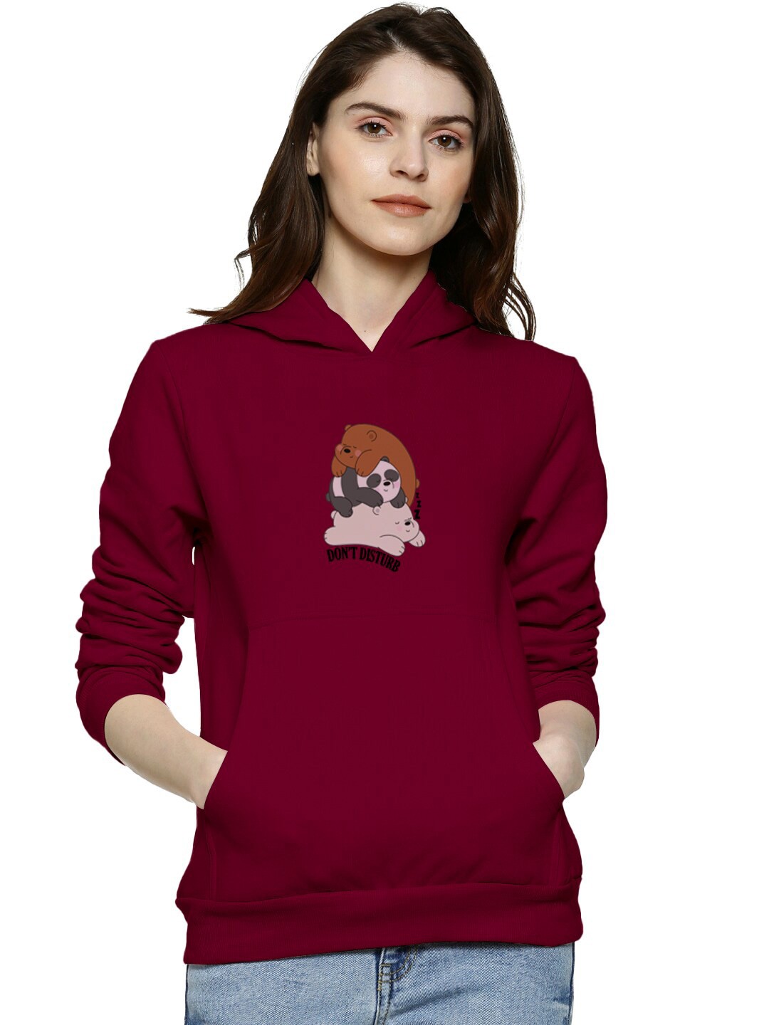

BAESD Graphic Printed Hooded Cotton Pullover Sweatshirt, Maroon