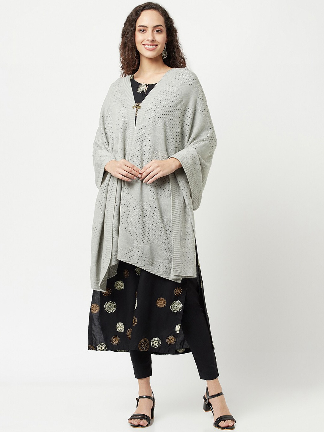

Knitstudio Woven Design Knitted Shawl, Grey