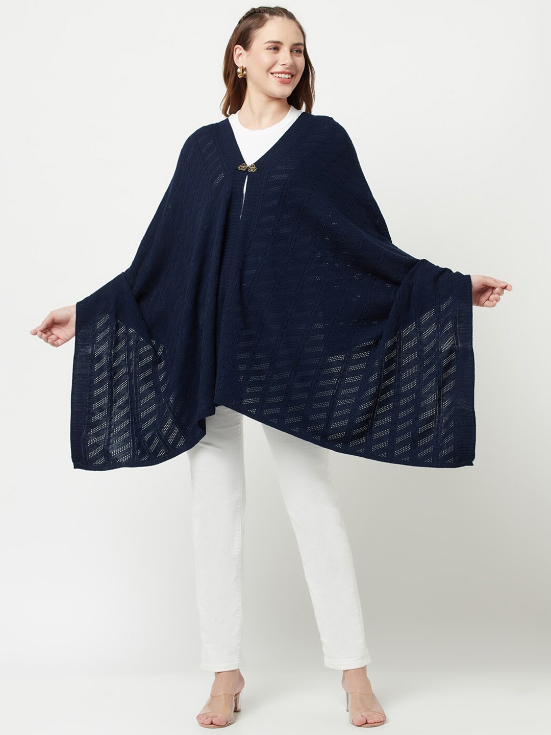 

Knitstudio Self Design Knitted Shawl, Navy blue