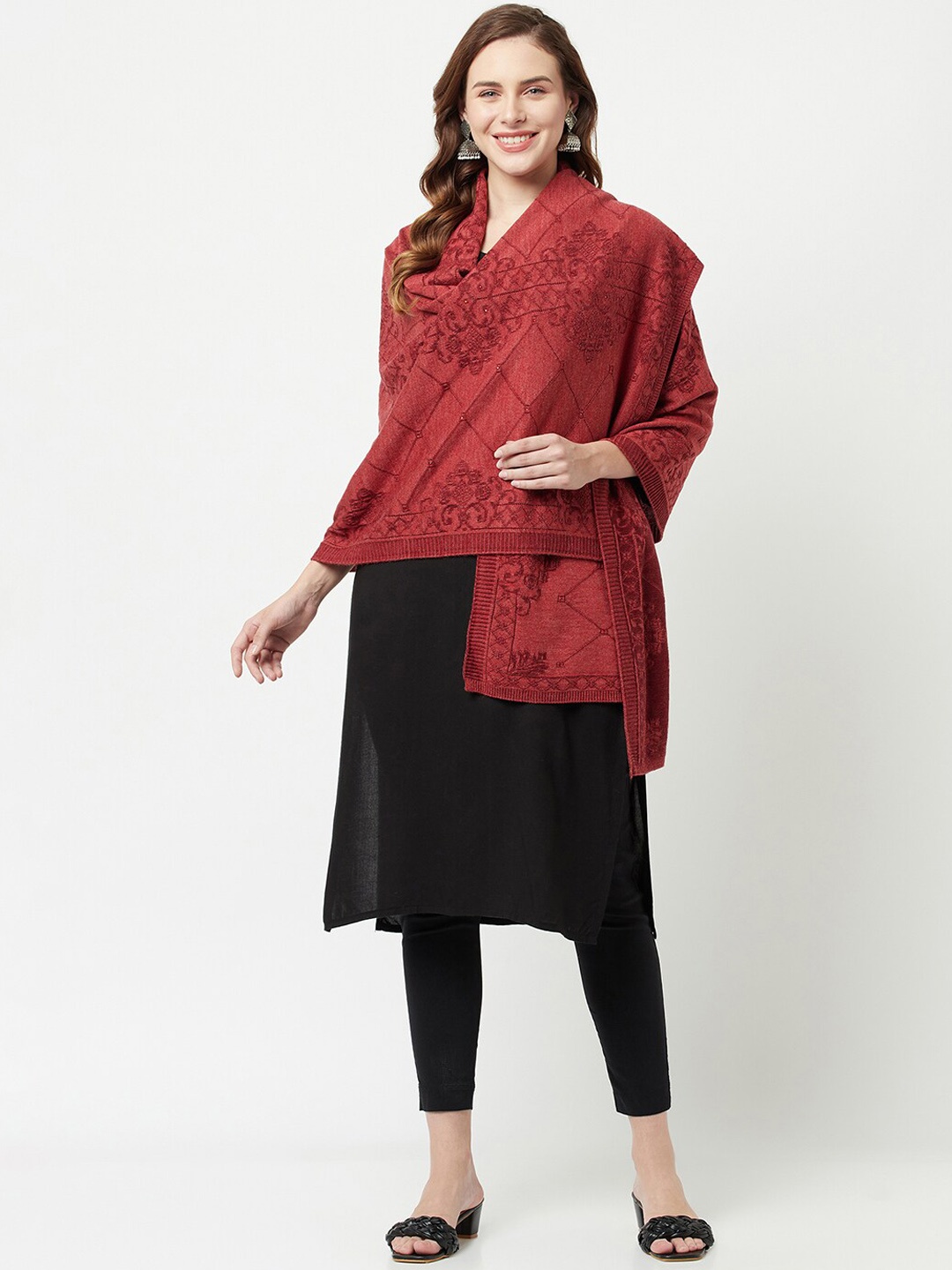 

Knitstudio Women Self-Design Shawl, Red