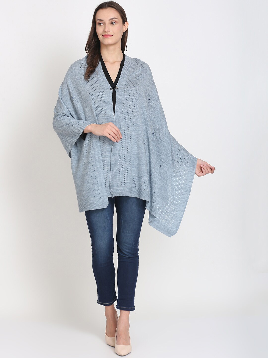 

Knitstudio Woven Design Knitted Shawl, Blue