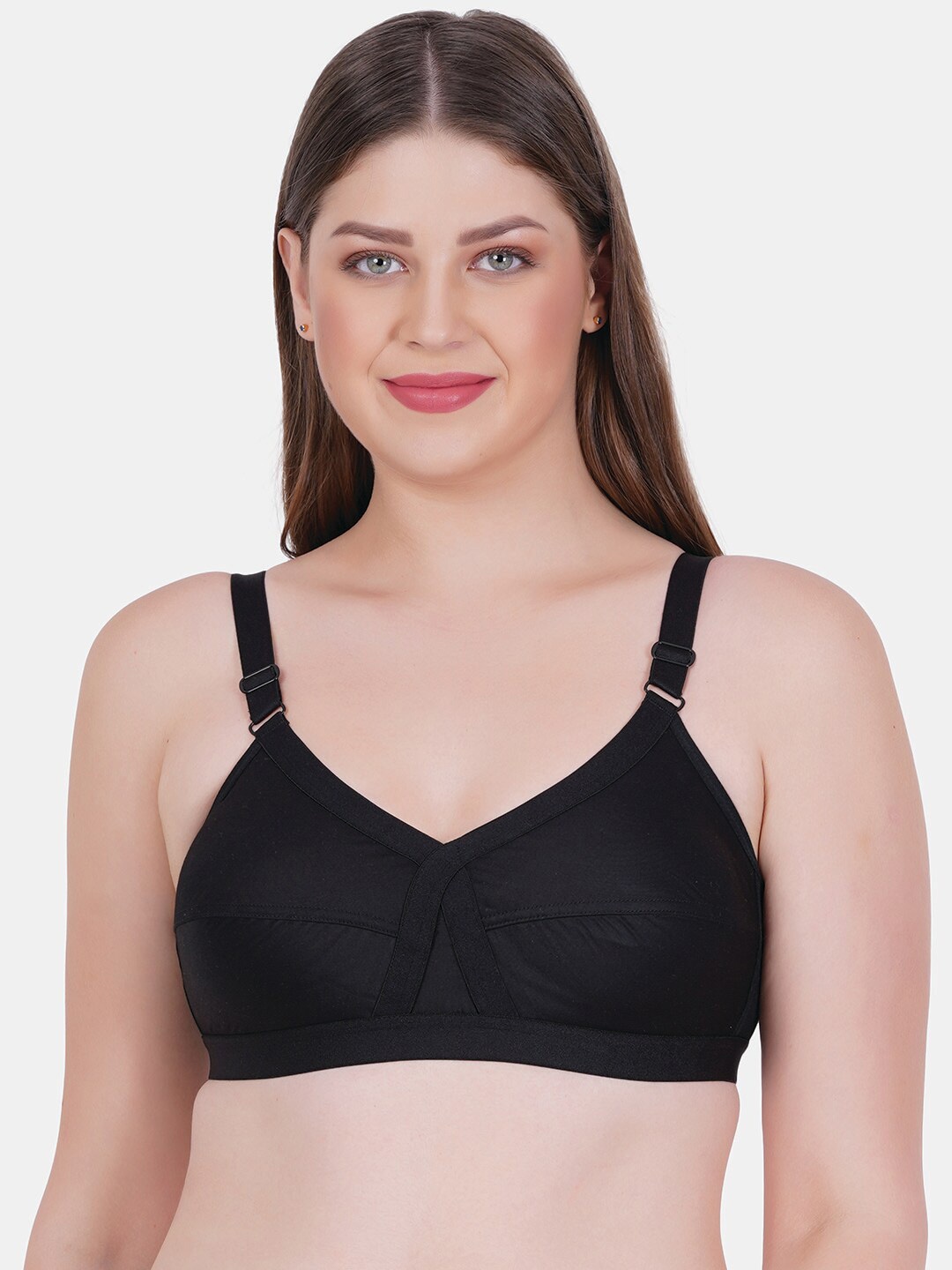 

Reveira Medium Coverage Non Padded Everyday Bra With All Day Comfort, Black