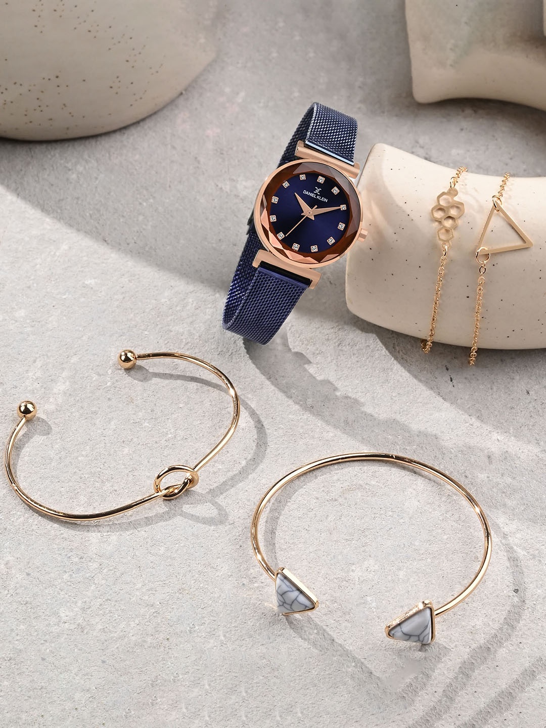 

Daniel Klein Women Stone Studded Bracelet & Analogue Watch Gift Set, Blue