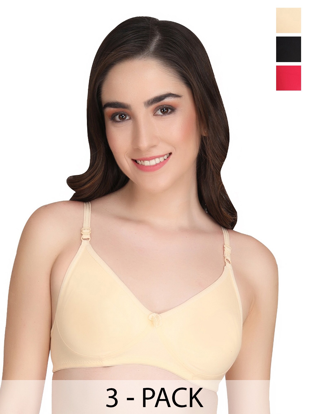 

Liigne Pack Of 3 Full Coverage Lightly Padded Everyday Bra With All Day Comfort, Beige