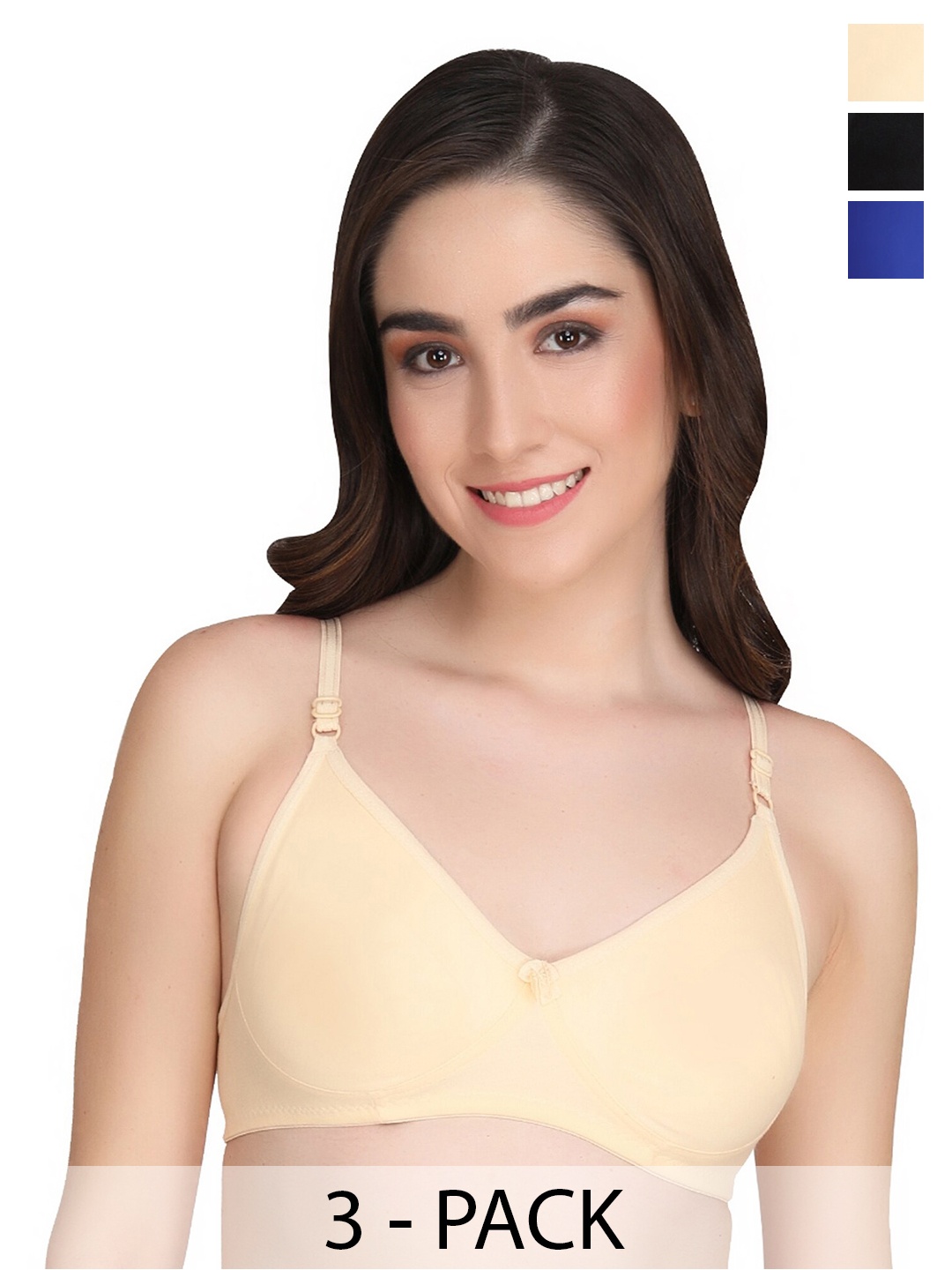 

Liigne Pack Of 3 Full Coverage Lightly Padded Everyday Bras With All Day Comfort, Beige