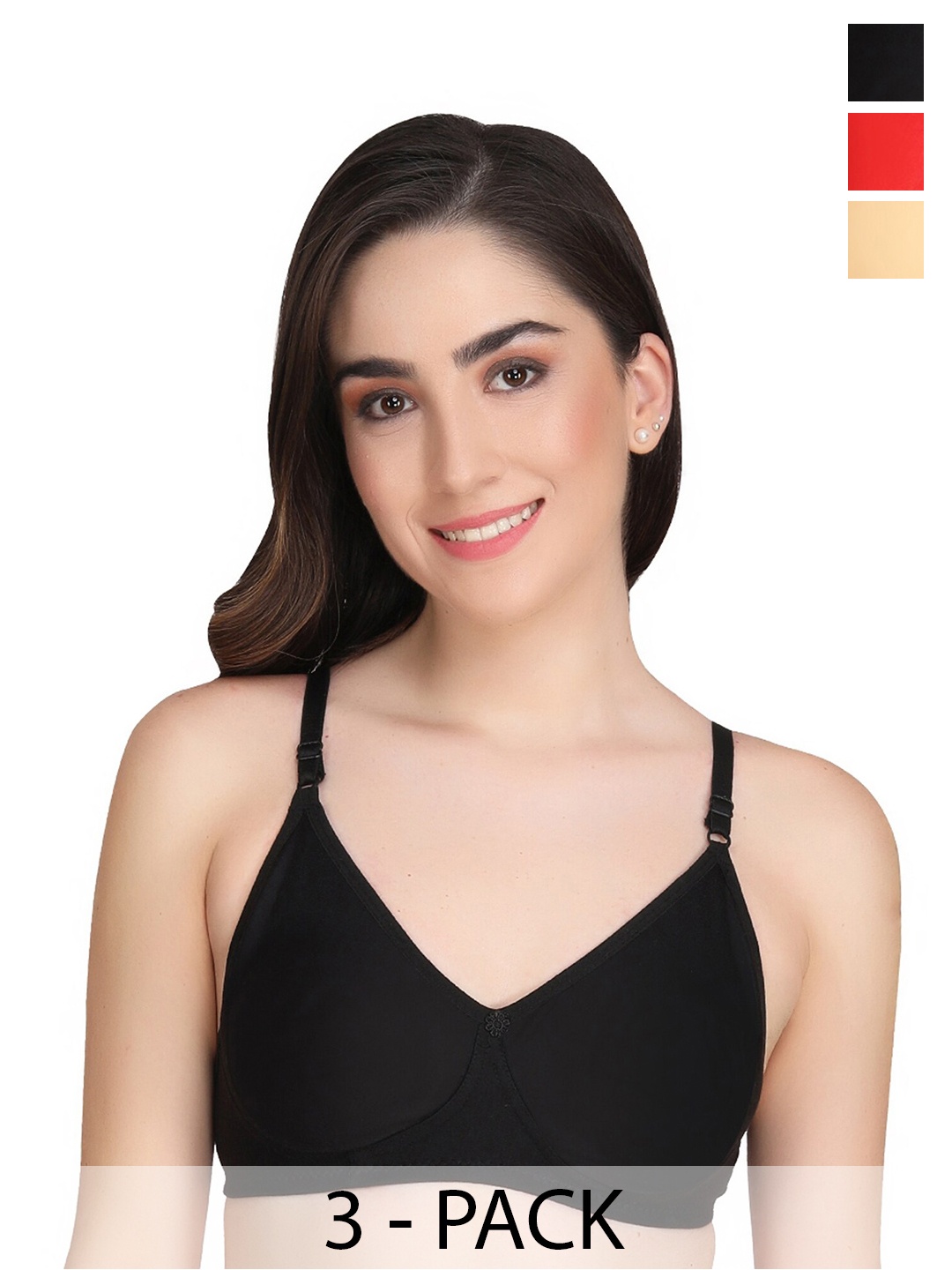 

Liigne Pack Of 3 Full Coverage Lightly Padded Everyday Bras With All Day Comfort, Blue