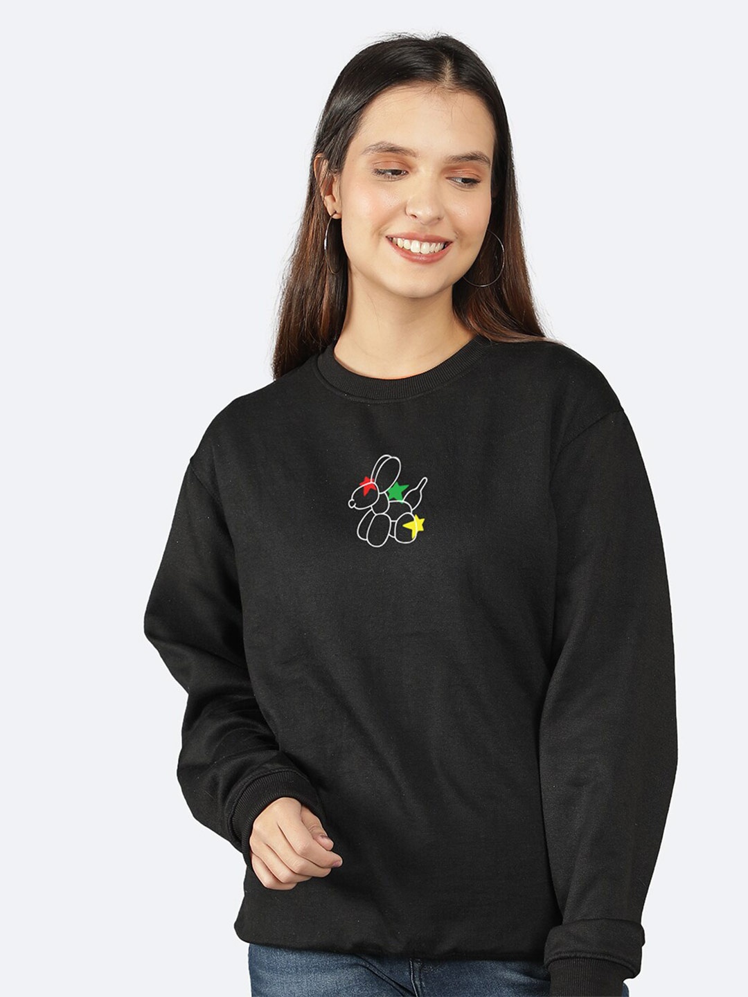 

Mad Over Print Graphic Printed Fleece Sweatshirt, Black