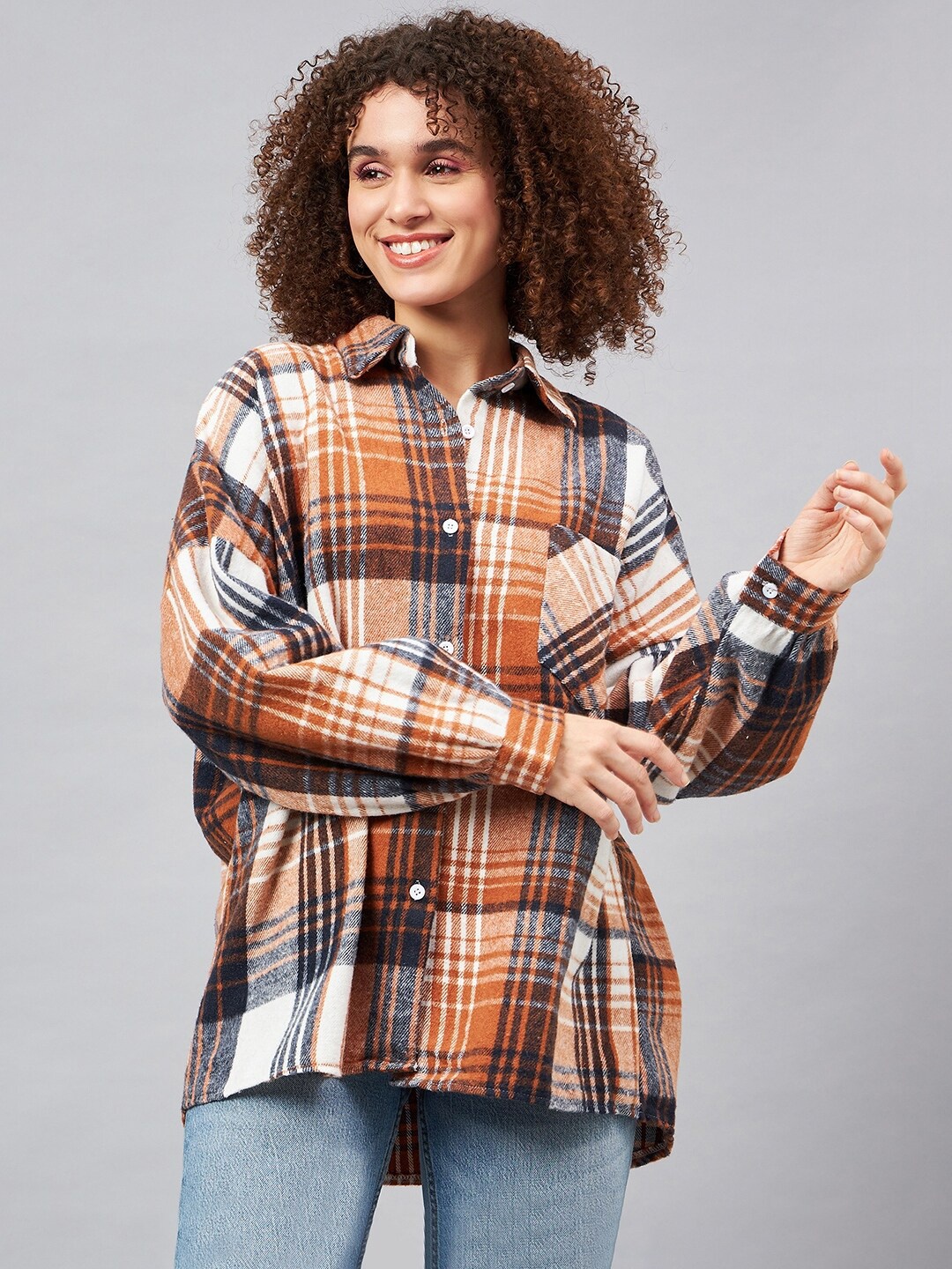 

Chemistry Tartan Checks Cotton Casual Shirt, Orange