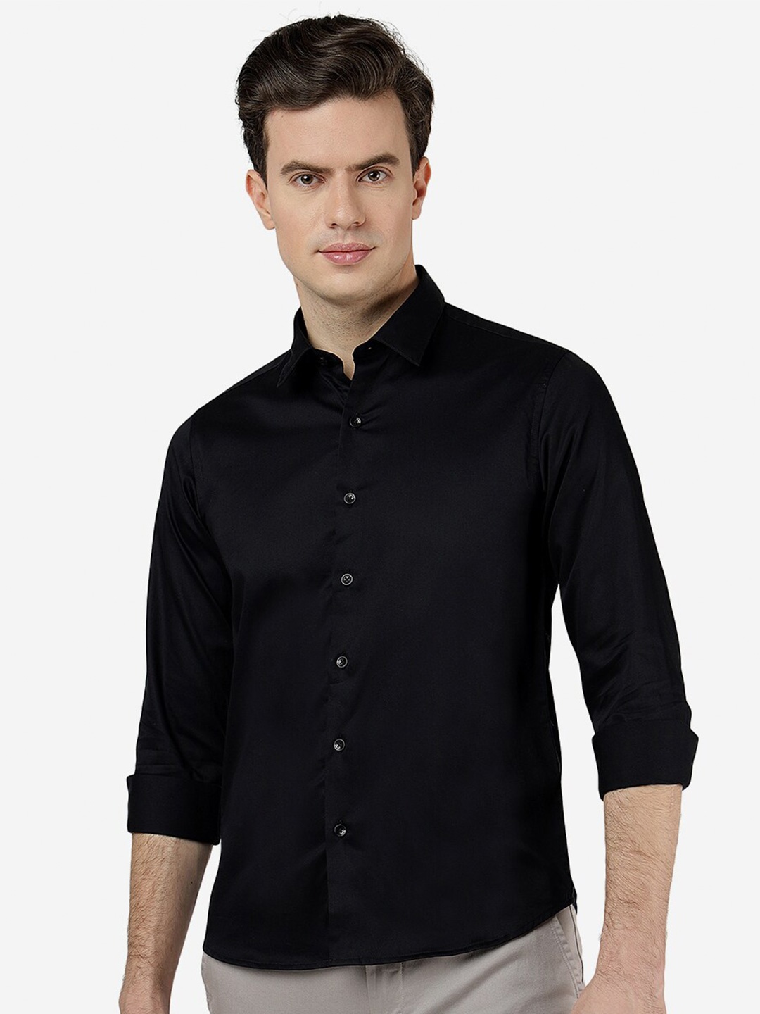 

Greenfibre Slim Fit Pure Cotton Shirt, Black