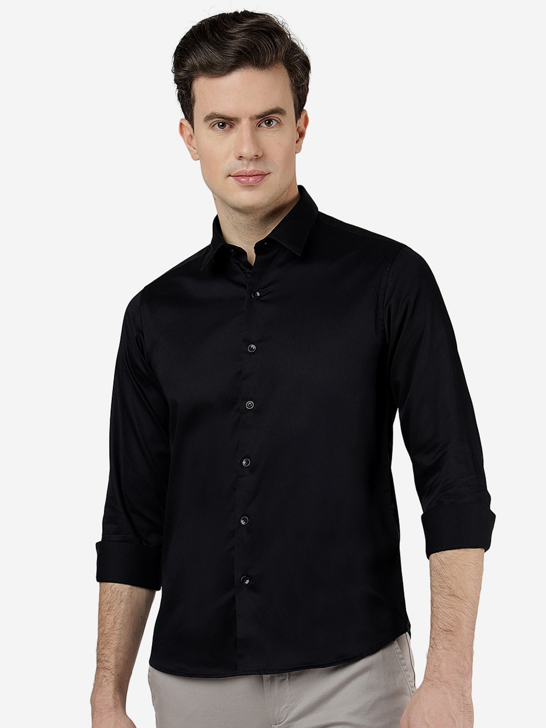 

Greenfibre Slim Fit Pure Cotton Casual Shirt, Black