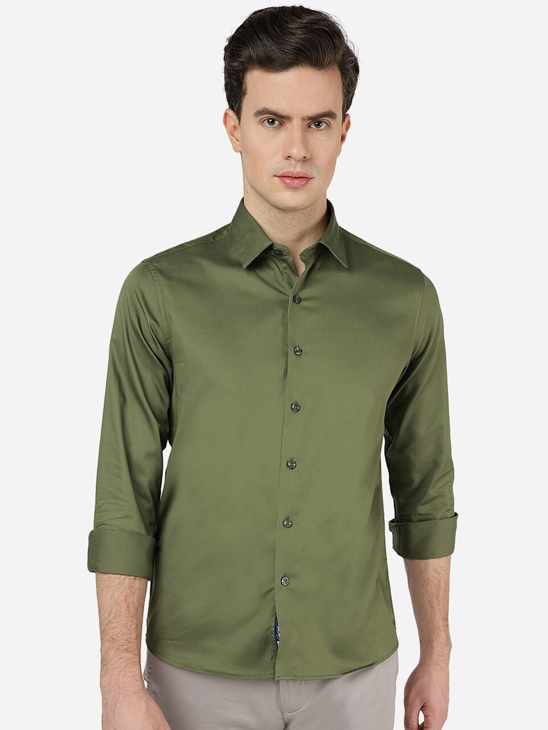 

Greenfibre Slim Fit Pure Cotton Casual Shirt, Green