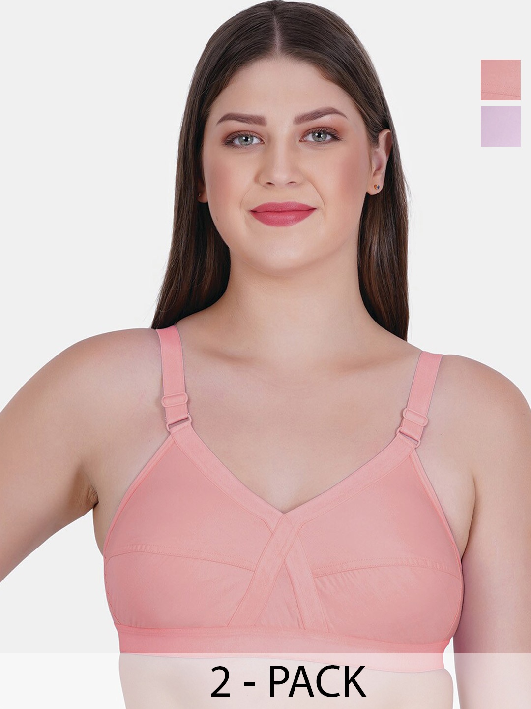 

Reveira Pack Of 2 Medium Coverage Bra All Day Comfort, Pink