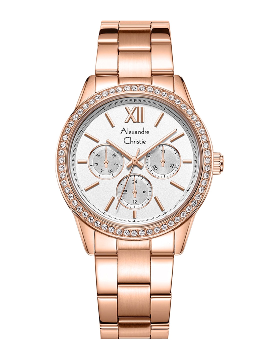

Alexandre Christie Women Bracelet Style Straps Multifunction Watch 2A46BFBRGSL, Silver