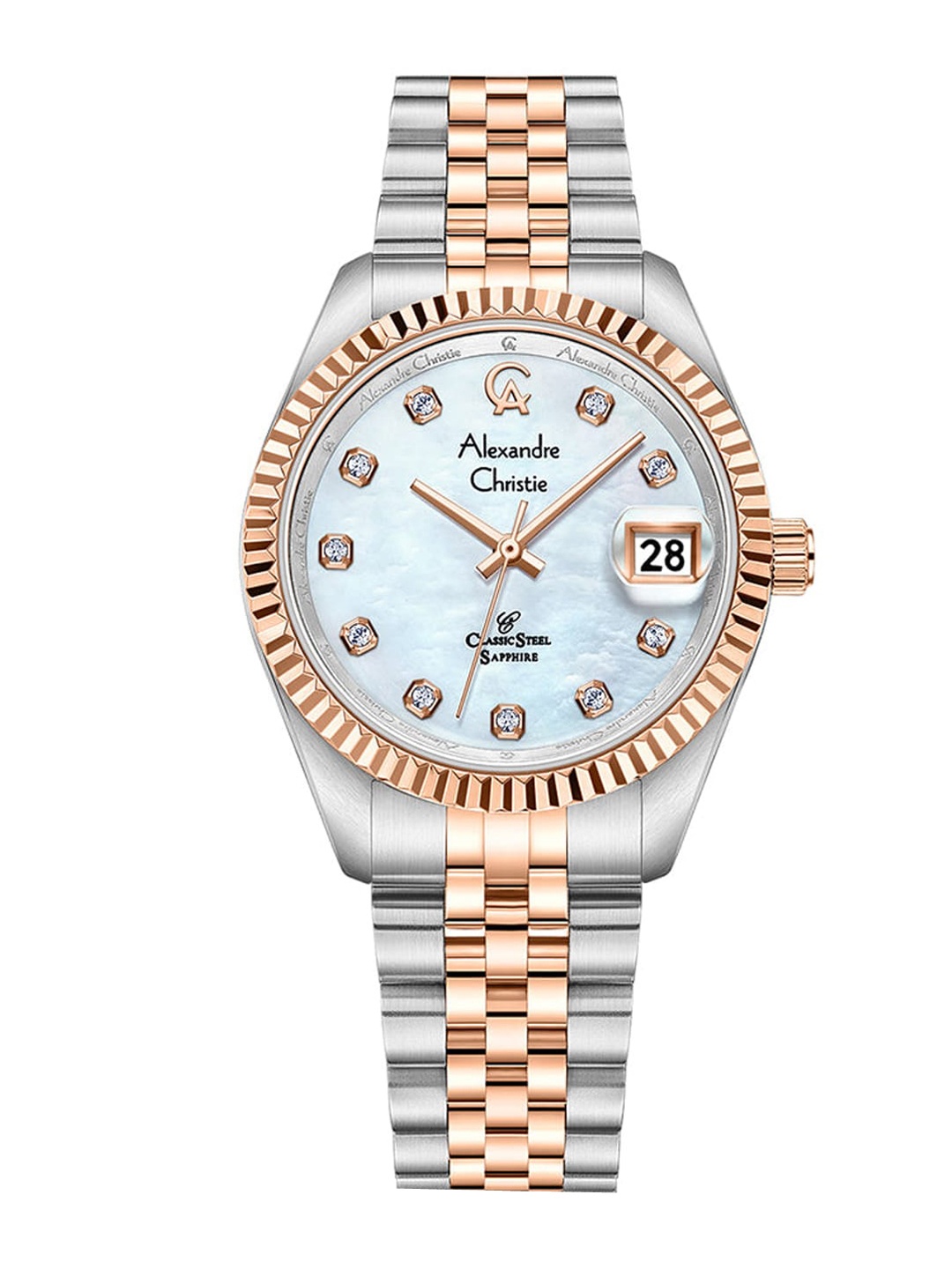 

Alexandre Christie Women Stainless Steel Bracelet Style Straps Analogue Watch 5013LDBTRMS, Silver