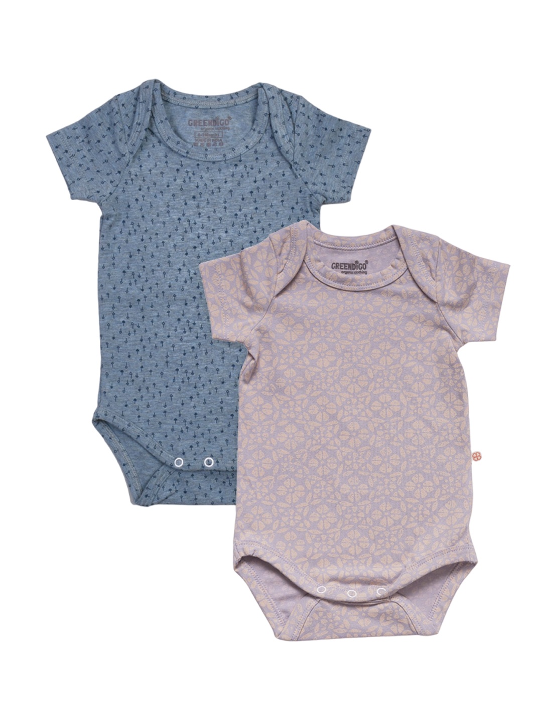 

GREENDIGO Infant Pack of 2 Printed Organic Cotton Bodysuits, Blue