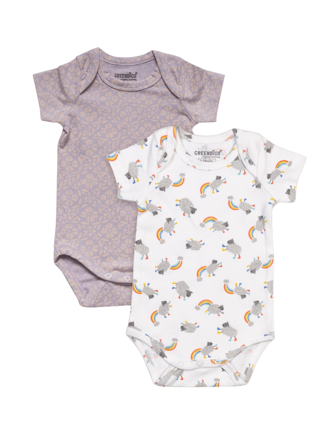 

GREENDIGO Infant Pack of 2 Printed Organic Cotton Bodysuits, White